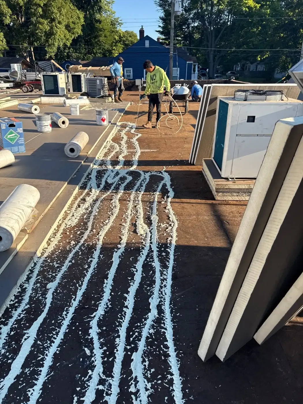 Tarping and dry-in on a Martinsville commercial roof